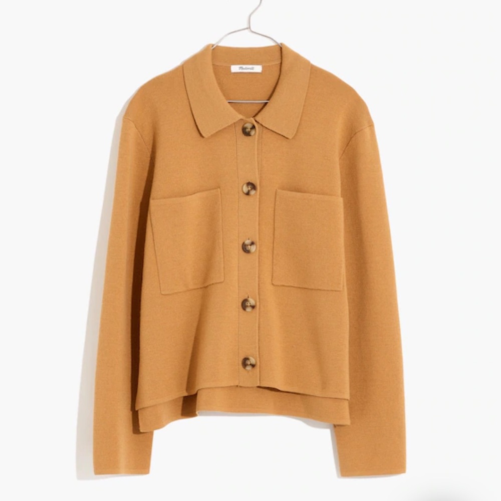 Women's Camel Button-Front Pocket Jacket